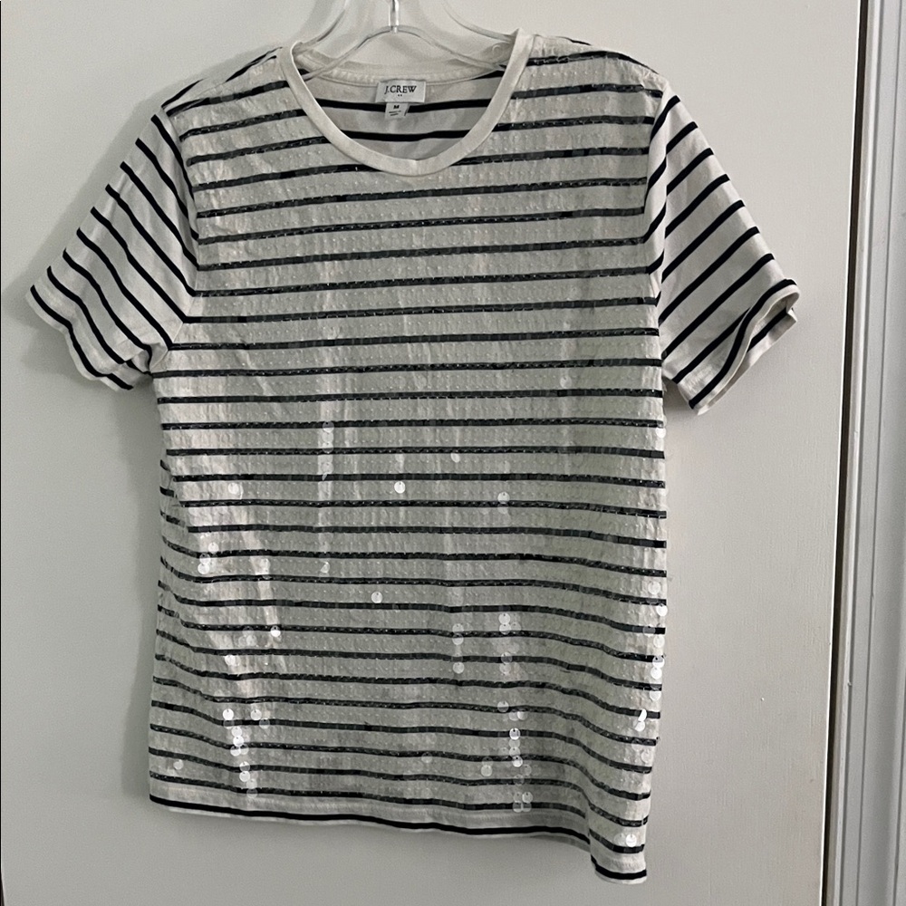 J. Crew Classic Navy and White Striped Top